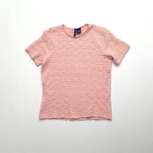 Y2K 2000s Architect Baby Pink Slinky Scrunched Textured Cotton Knit Baby Tee S M